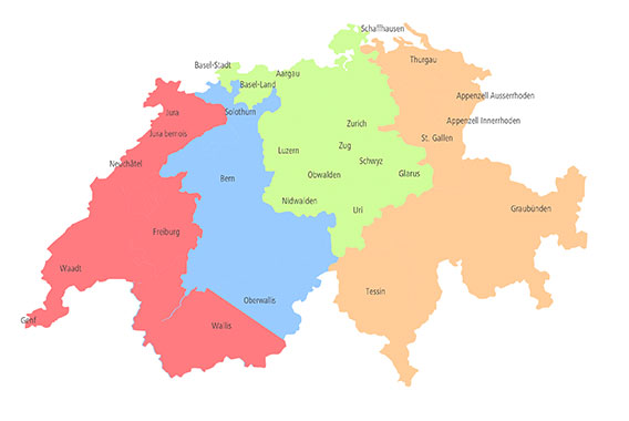Arbonia Service für Fachpartner Gebietskarte Schweiz